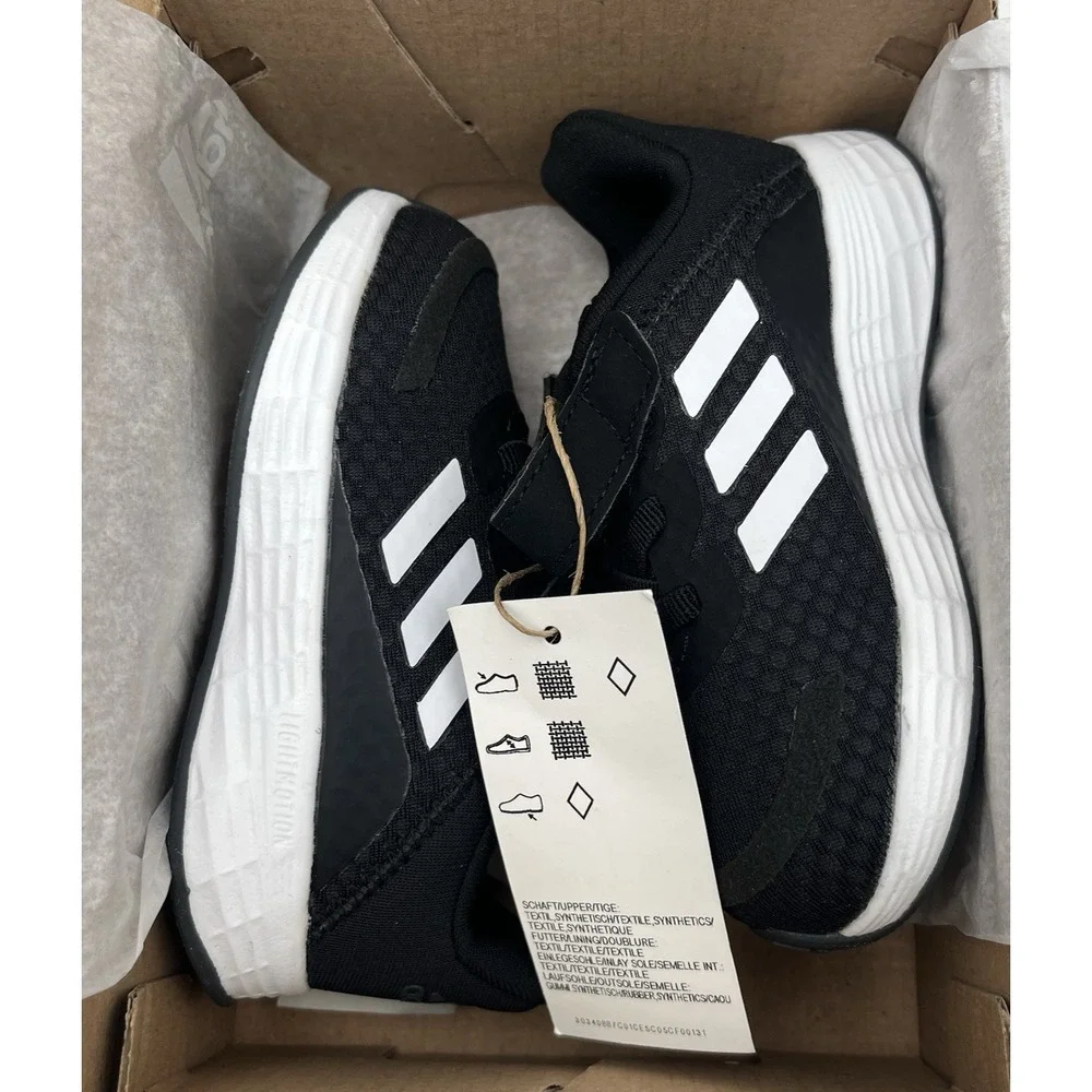 Adidas Duramo Baby Infant Boys Slip-on Sneaker Size 6 Black-White Flexible Shoes